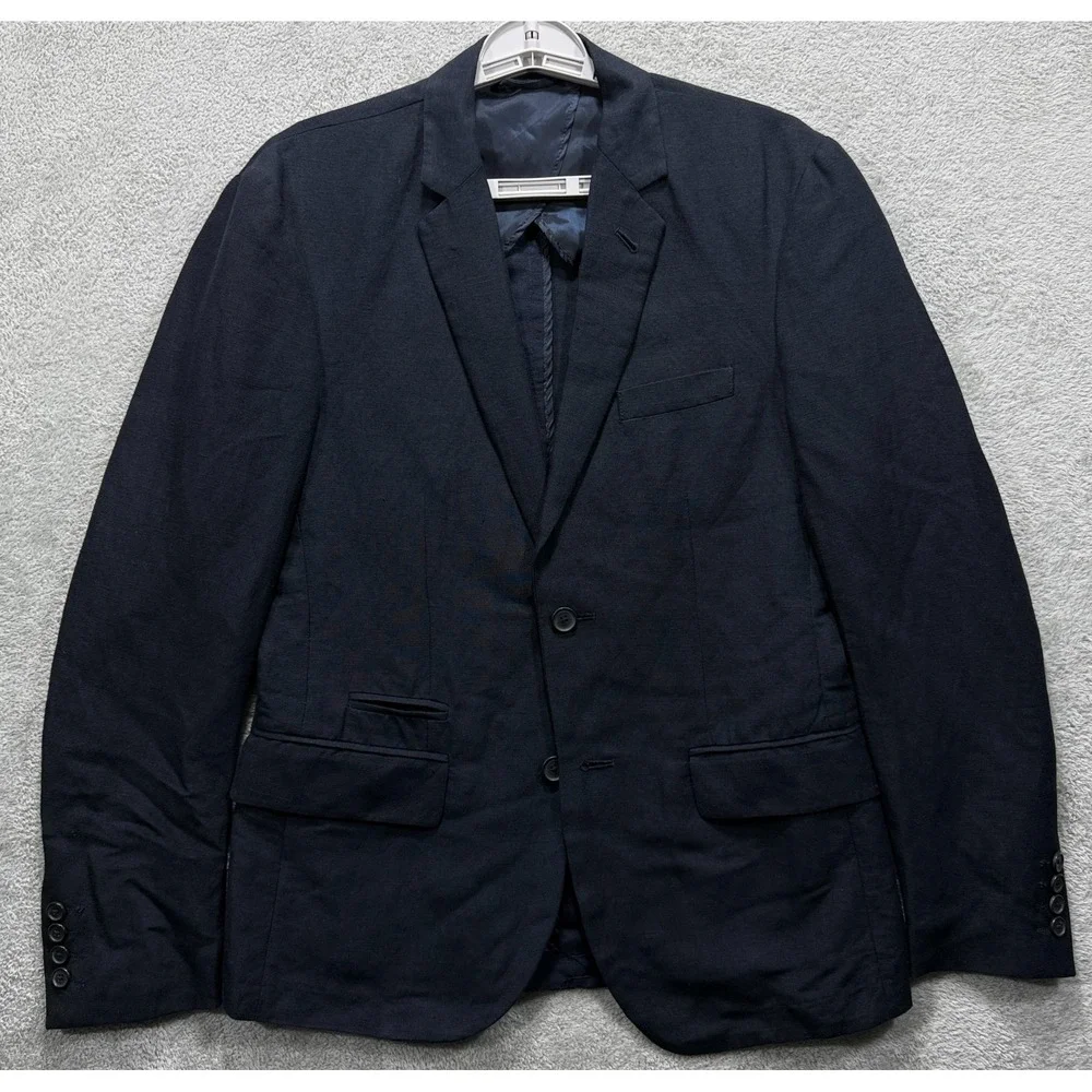 Armani Exchange AX Blazer Mens 36R Blue Linen Viscose Sport Coat 3GZG60 ZNFNZ